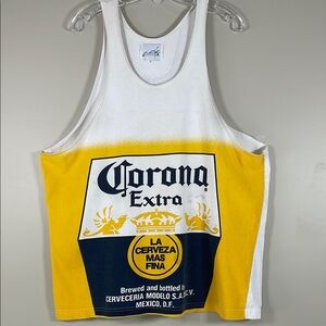 CORONA White Graphic Front‎ y2k Men’s Tank Top XL Cerveza Mexico Beer Summer